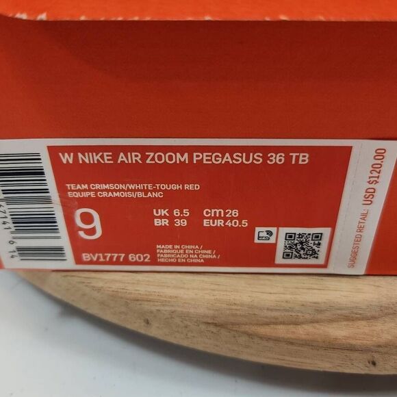 Nike Air Zoom Pegasus 36 TB Team Crimson Womens Size 9 - Picture 2 of 11